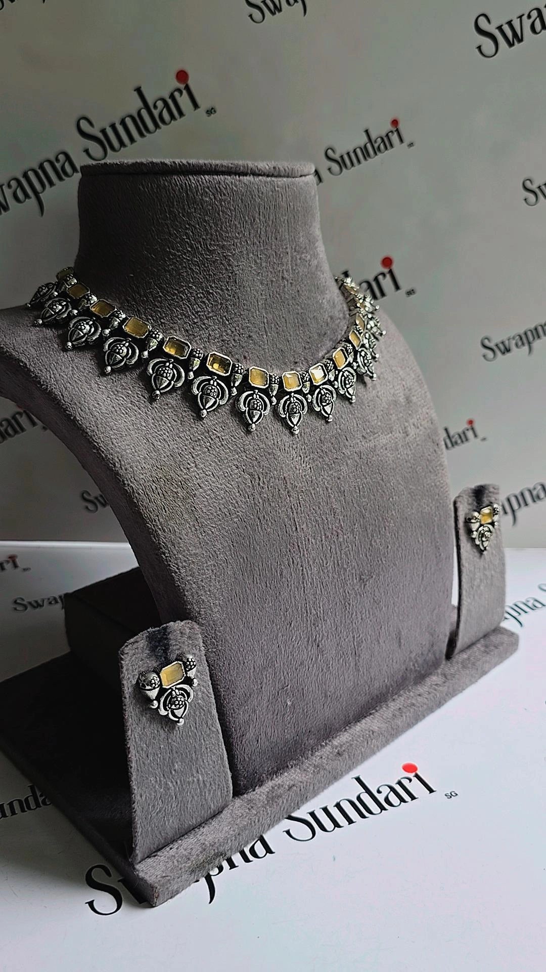 Oxidised Necklace - With Stone Motifs