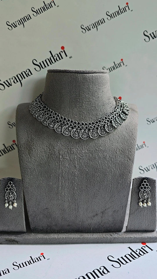 Oxidised Necklace- Lakshimi Coin
