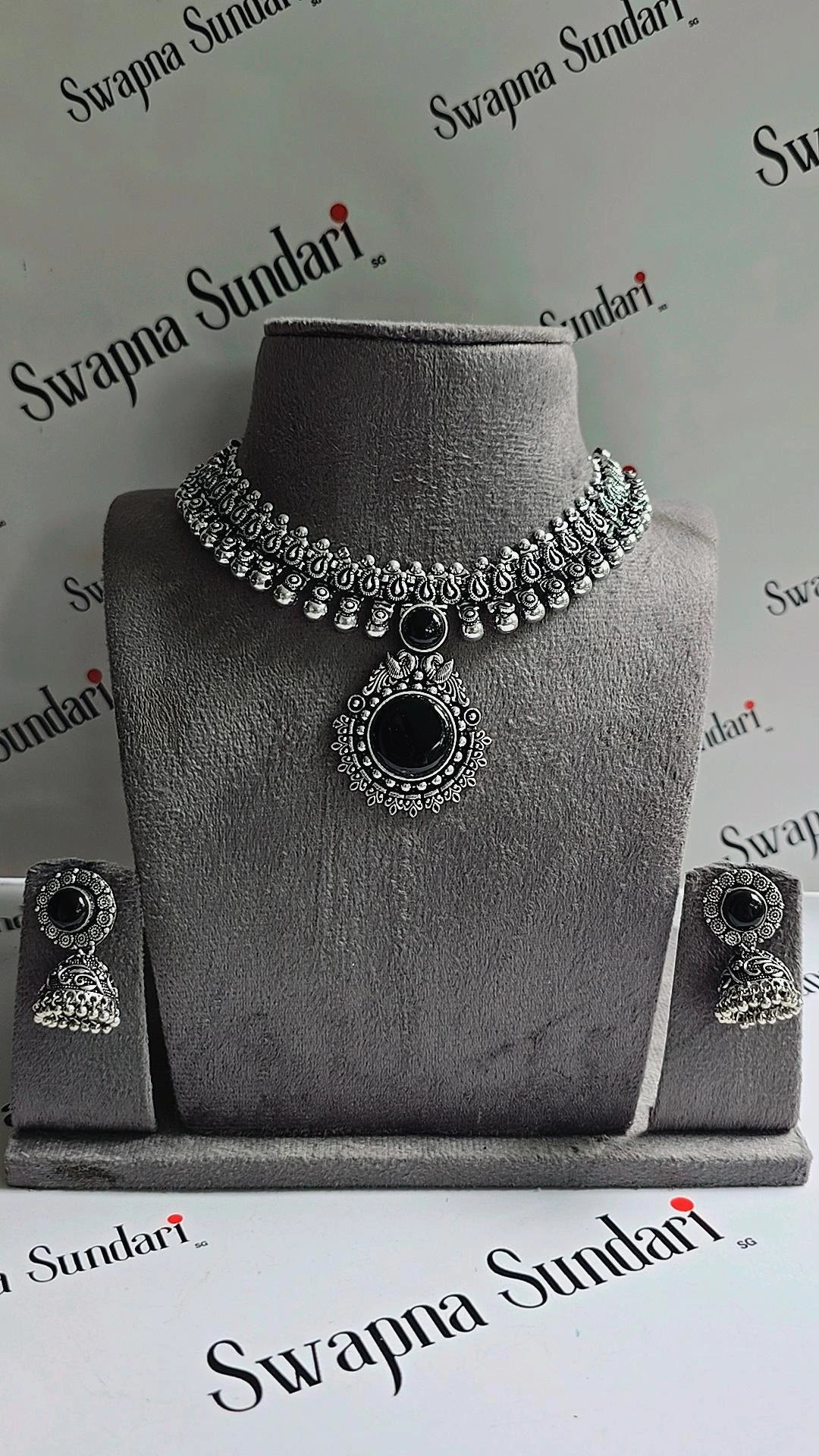 Oxidised Necklace - With Pendant