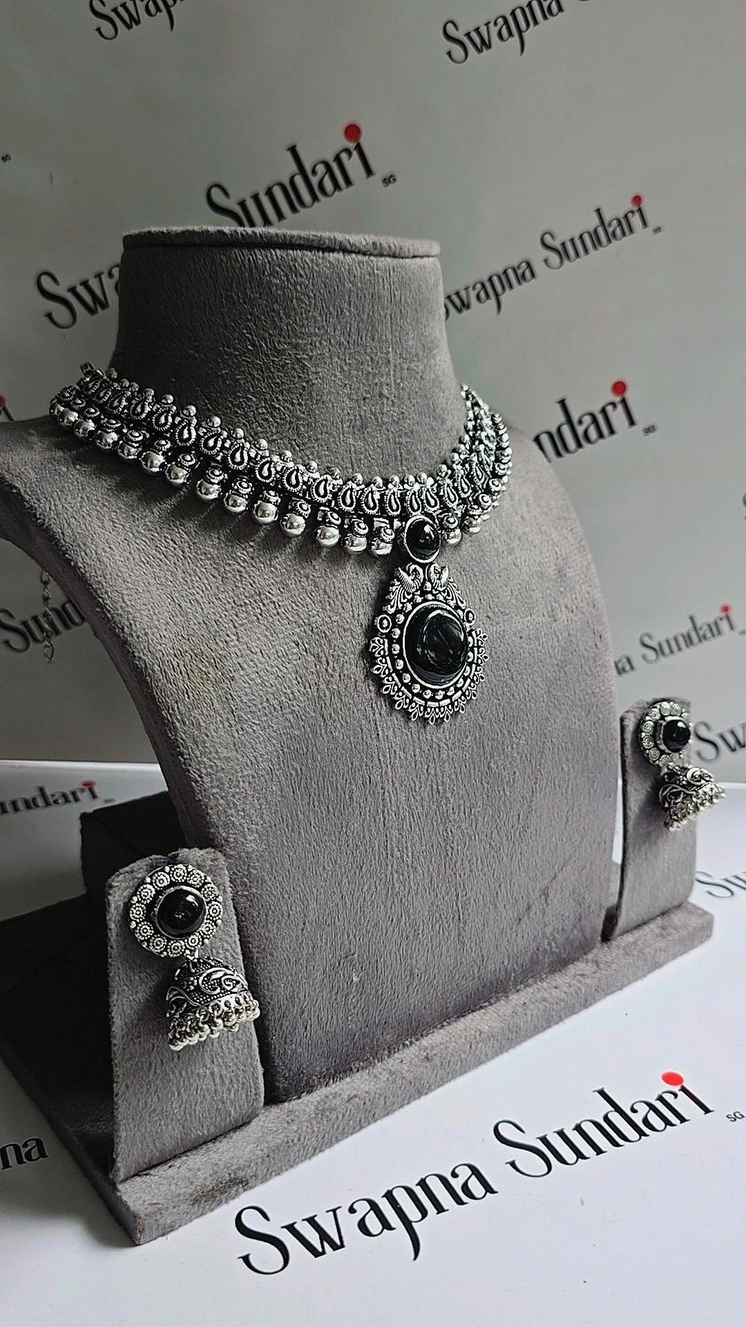 Oxidised Necklace - With Pendant