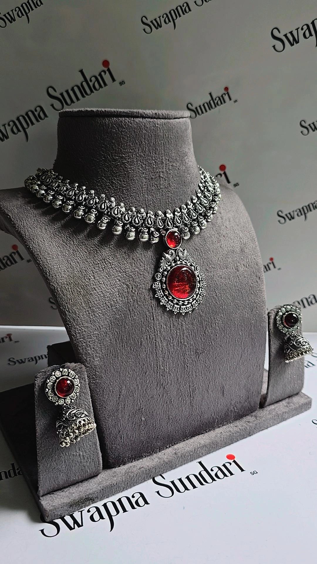 Oxidised Necklace - With Pendant