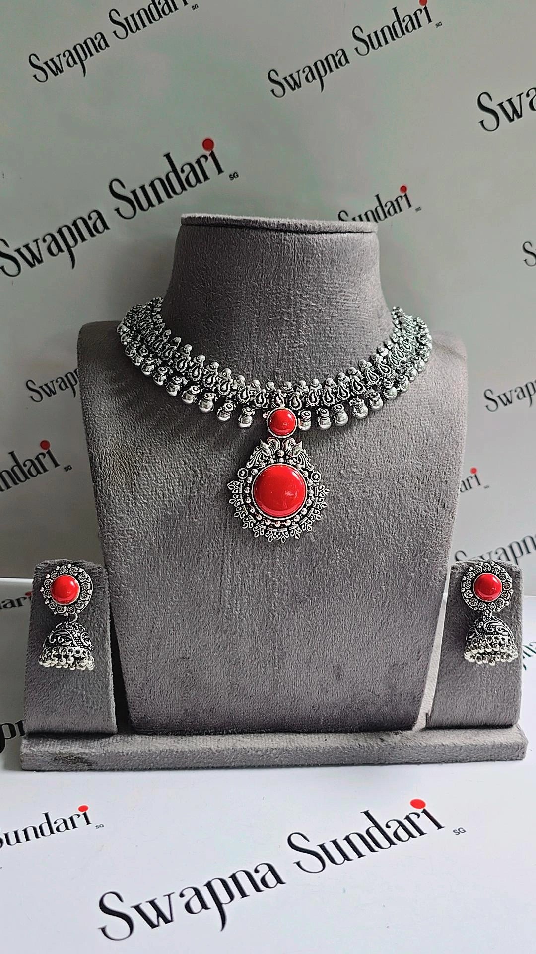 Oxidised Necklace - With Pendant