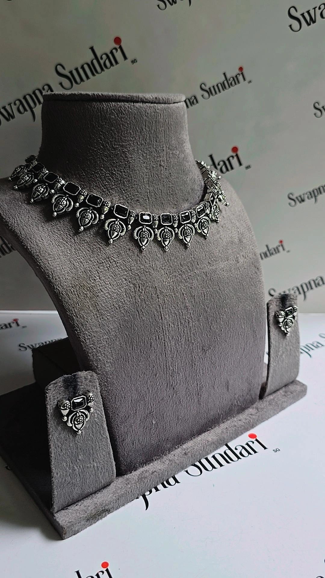 Oxidised Necklace - With Stone Motifs