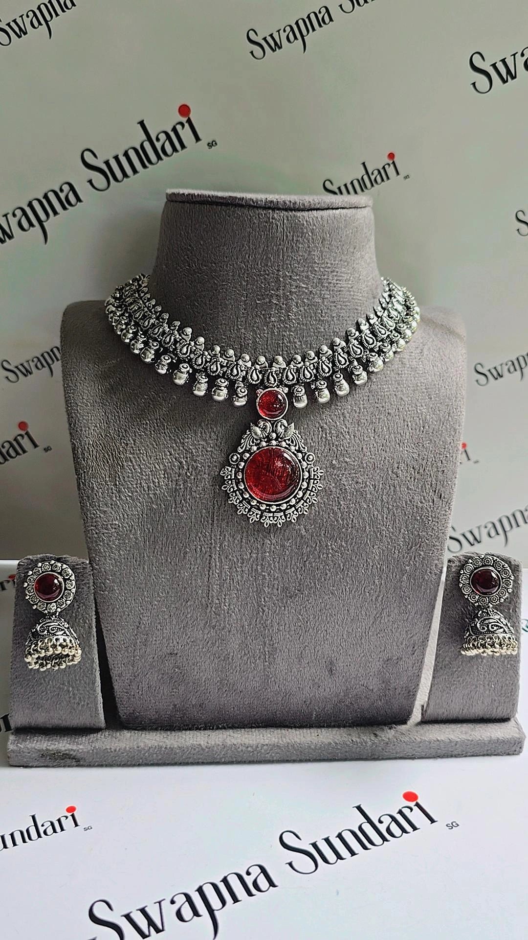 Oxidised Necklace - With Pendant