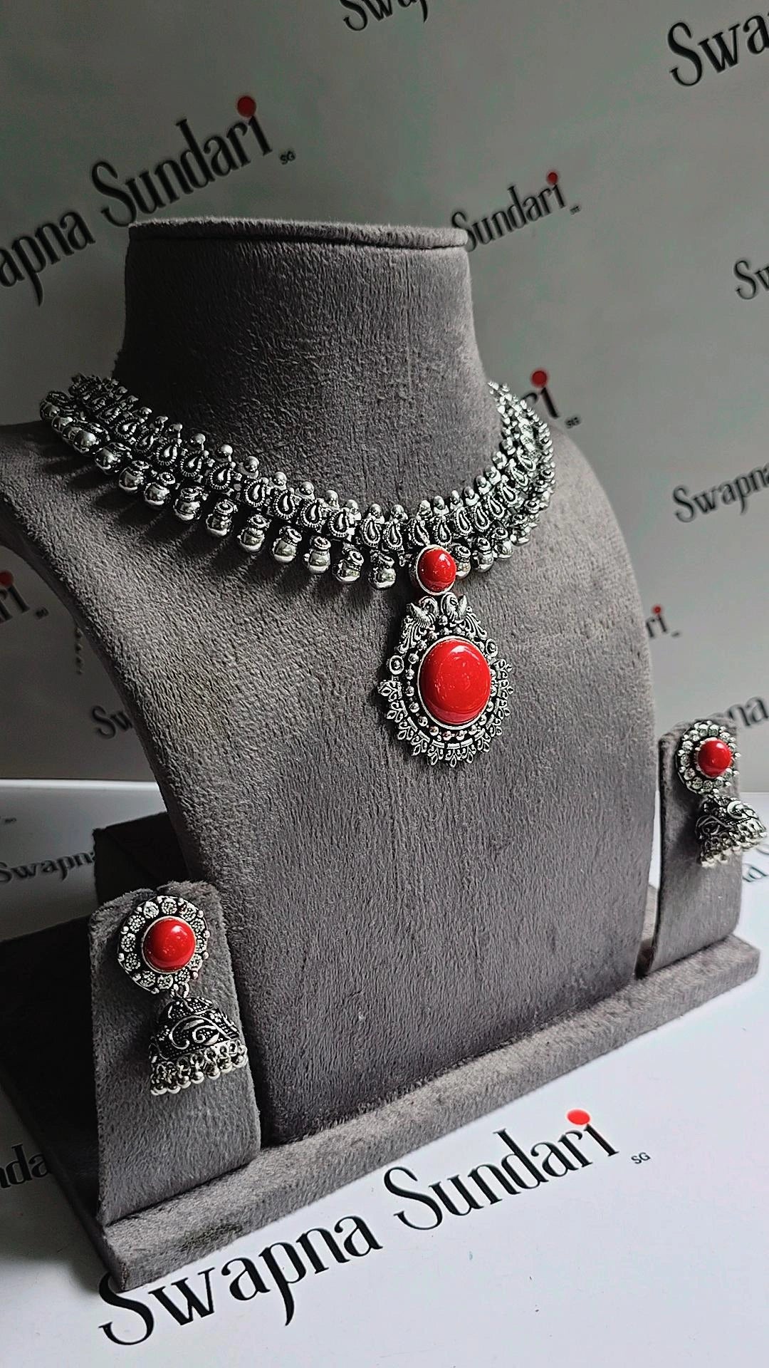 Oxidised Necklace - With Pendant